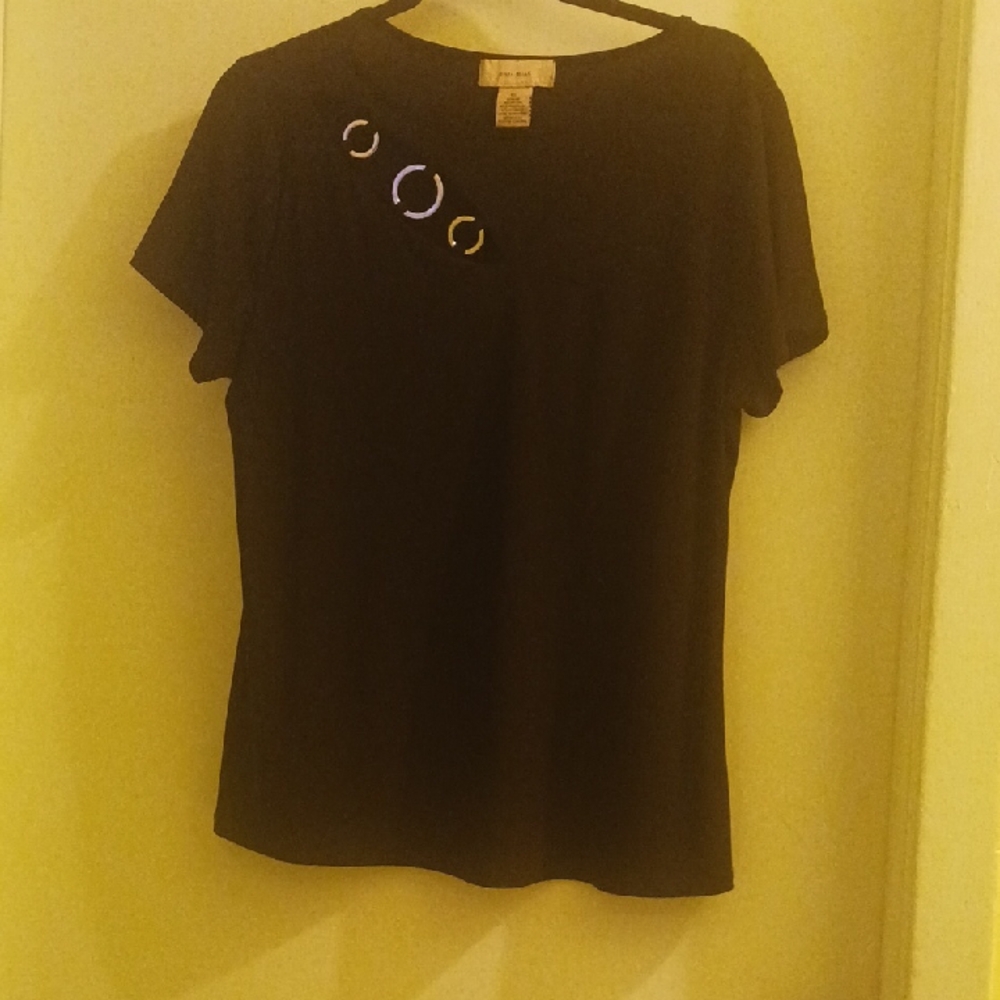Elegant Black Top with Decorative Accents